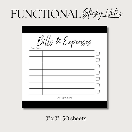 Bills & Expenses | Functional Sticky Notes | 3" x 3"