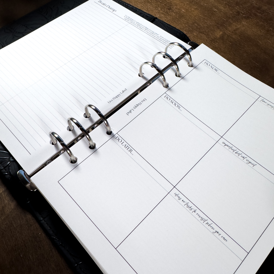 Brain Dump & Master To Do List | A5, 6-ring Punch