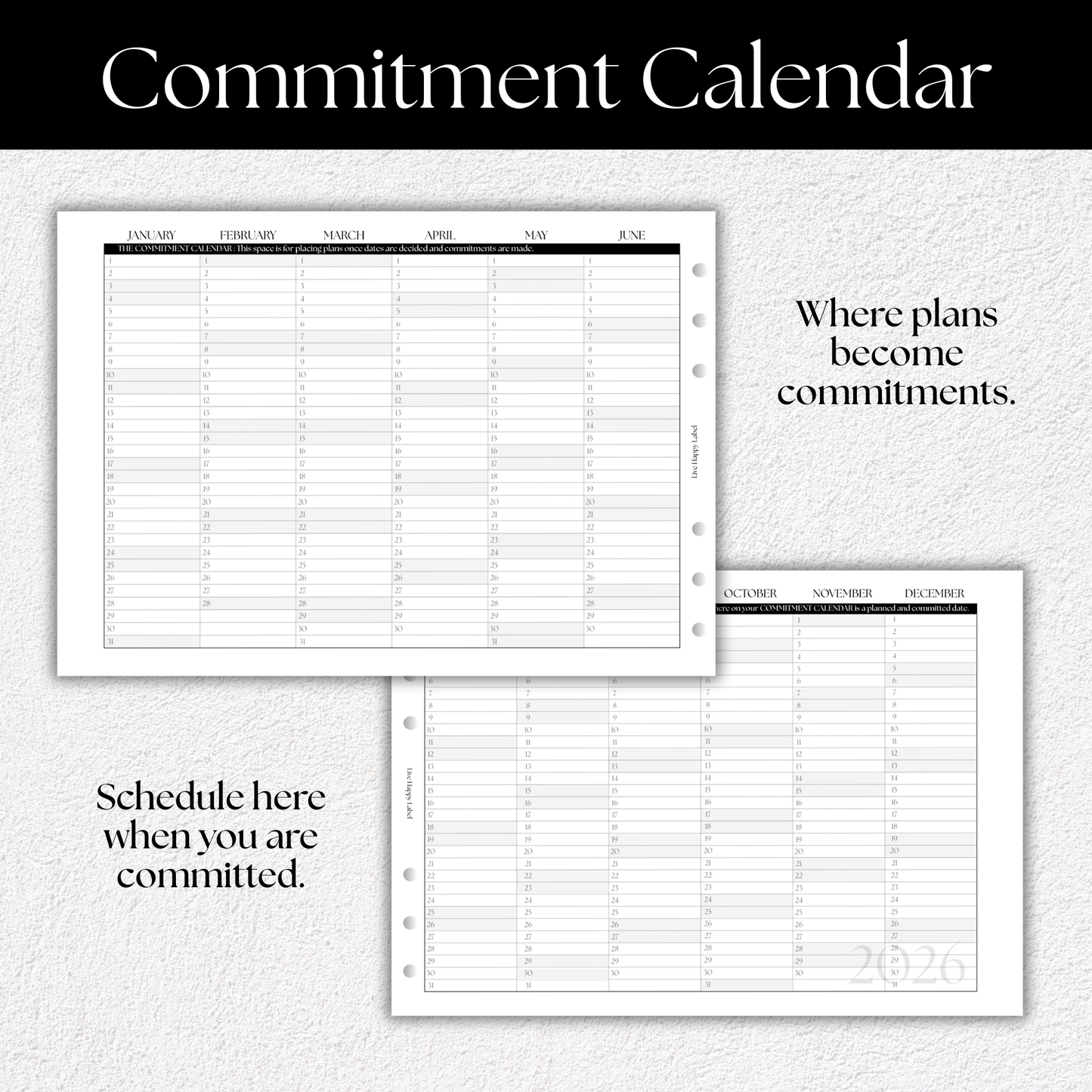 2026 Fold-Out Yearly Calendar | A5, 6-ring