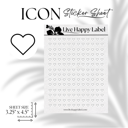 "Heart Outline" ICON Planner Stickers