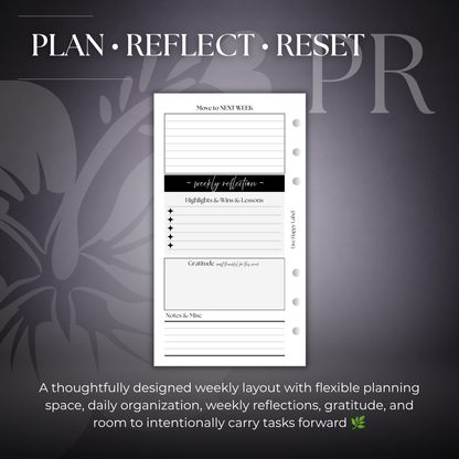 Undated "BOX" Layout Weekly Planner WO4P | Personal 6-Hole Ringbound