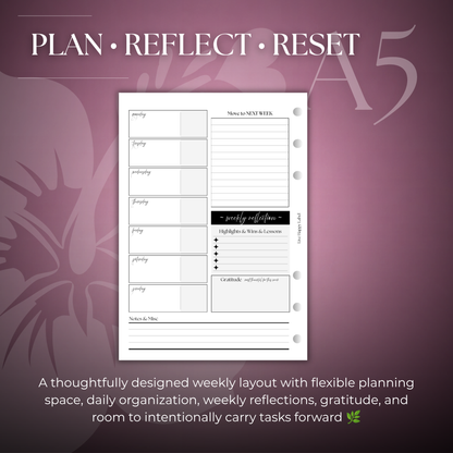 2026-2027 "BOX" Layout Weekly Planner WO4P | A5 6-Hole Ringbound