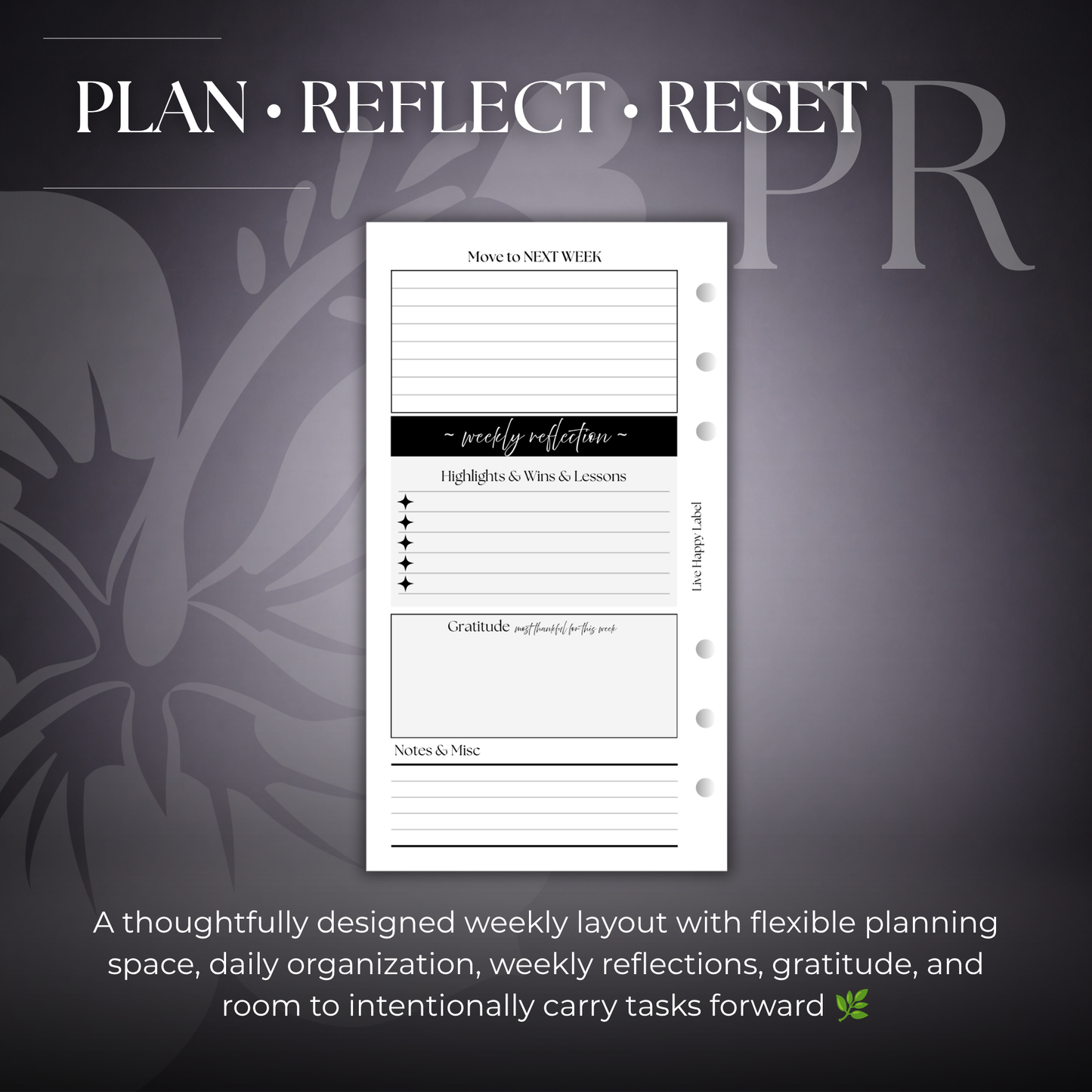 2027 "BOX" Layout Weekly Planner WO4P | Personal 6-Hole Ringbound