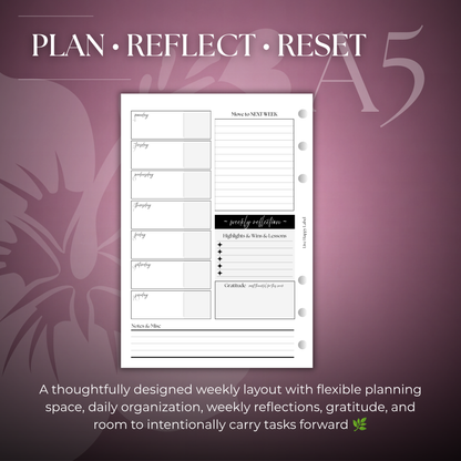 2027 "BOX" Layout Weekly Planner WO4P | A5 6-Hole Ringbound