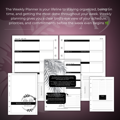 2026-2027 "Horizontal" Layout Weekly Planner WO2P | A5 6-Hole Ringbound
