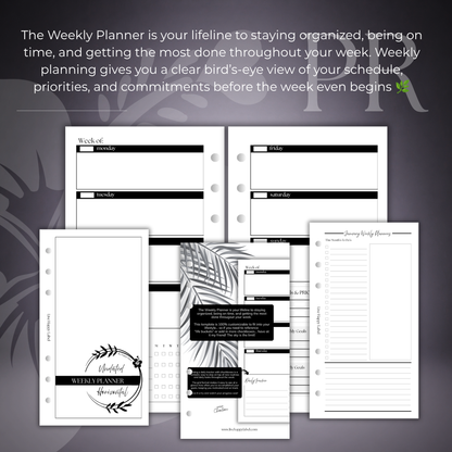 Undated "Horizontal" Layout Weekly Planner WO2P | Personal 6-Hole Ringbound