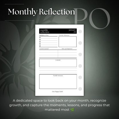 Undated Monthly Calendar Inserts | Pocket, 6-ring Punch