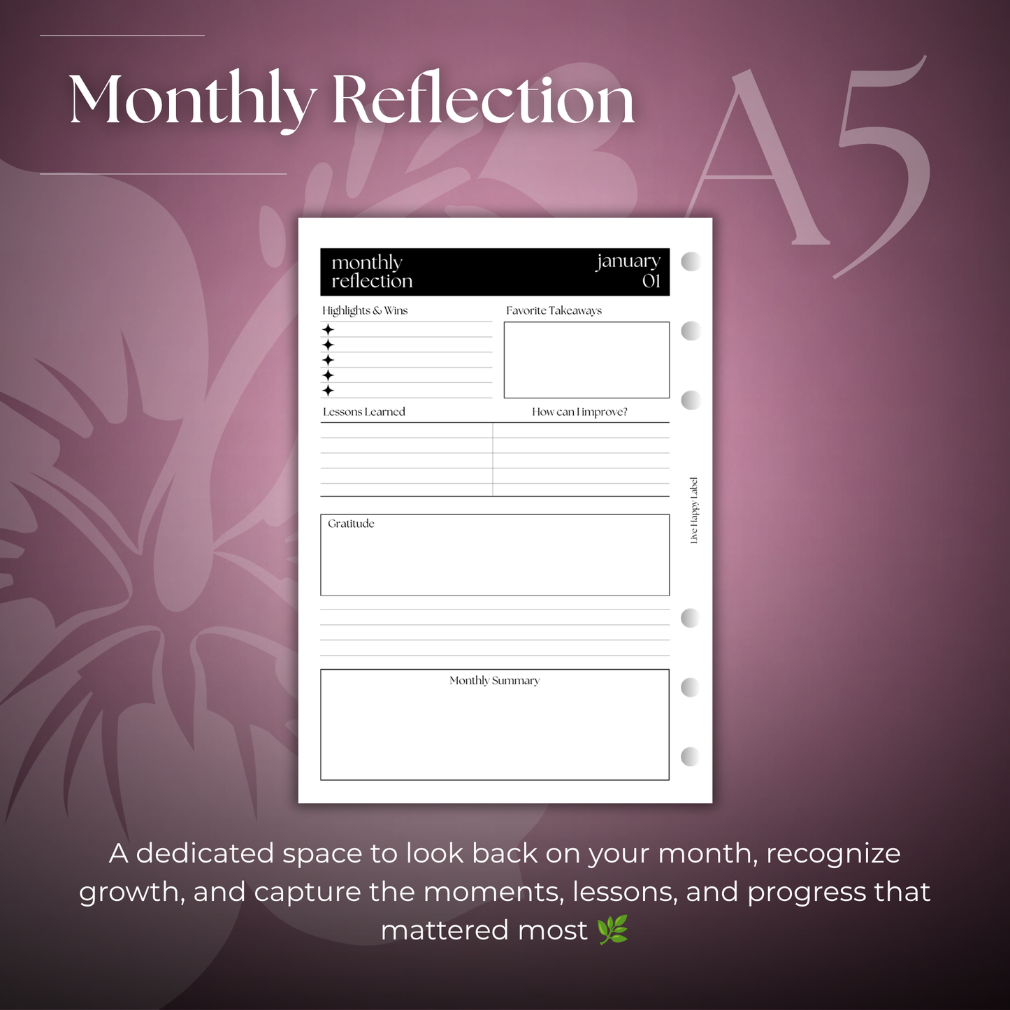 2027 Monthly Calendar  MO2P | A5 6-Hole Ringbound