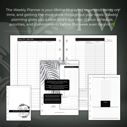 2026-2027 "Time Blocking" Layout Weekly Planner WO2P | Personal Wide 6-Hole Ringbound