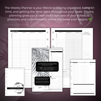 2027 "Time Blocking" Layout Weekly Planner WO2P | A5 6-Hole Ringbound