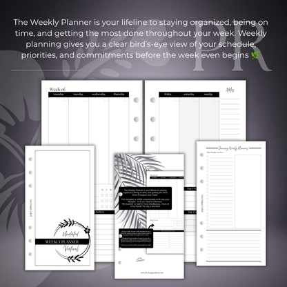 Undated "Vertical" Layout Weekly Planner WO2P | Personal 6-Hole Ringbound