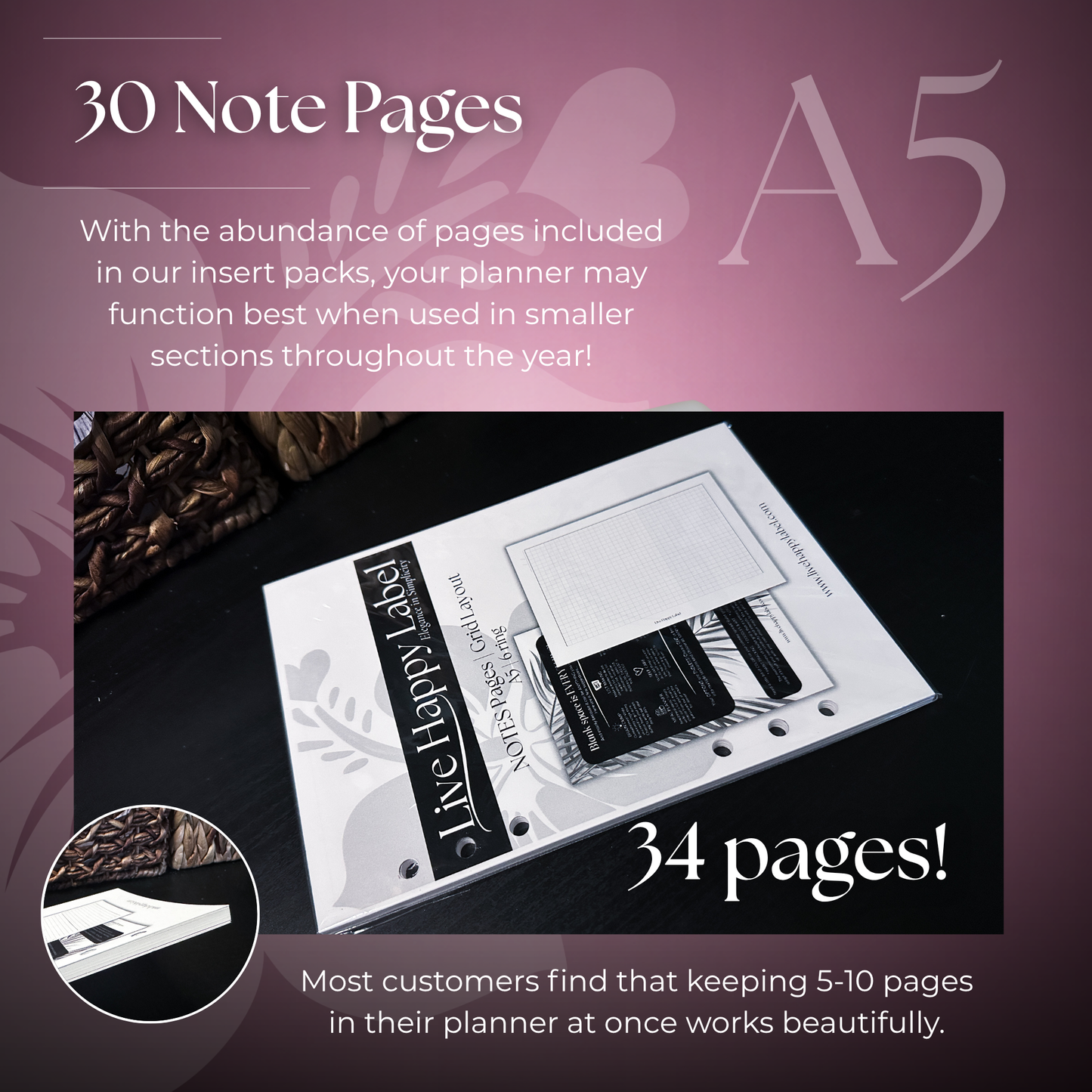 Grid Note Pages | A5 6-Hole Ringbound