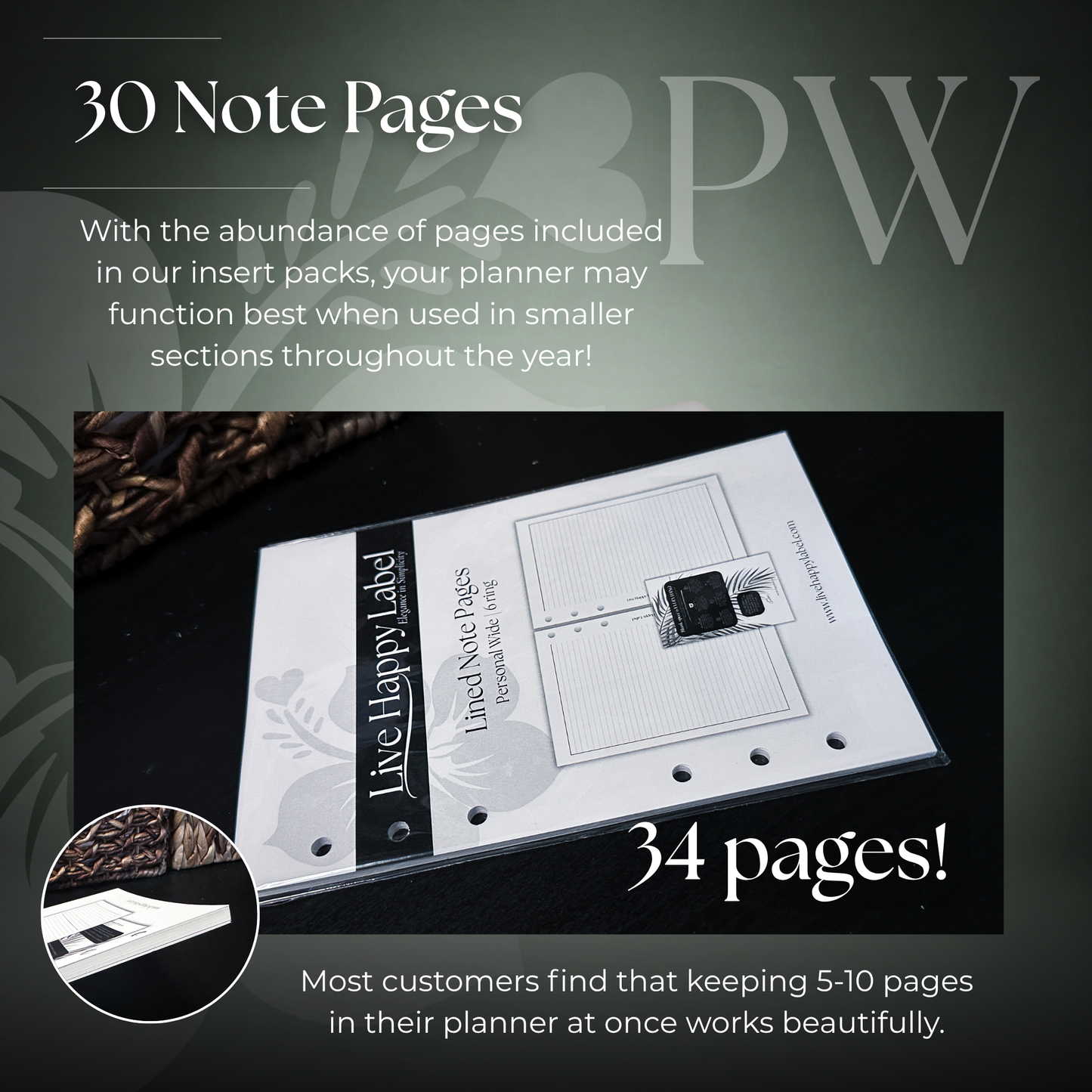 Lined Note Pages | Personal Wide 6-Hole Ringbound
