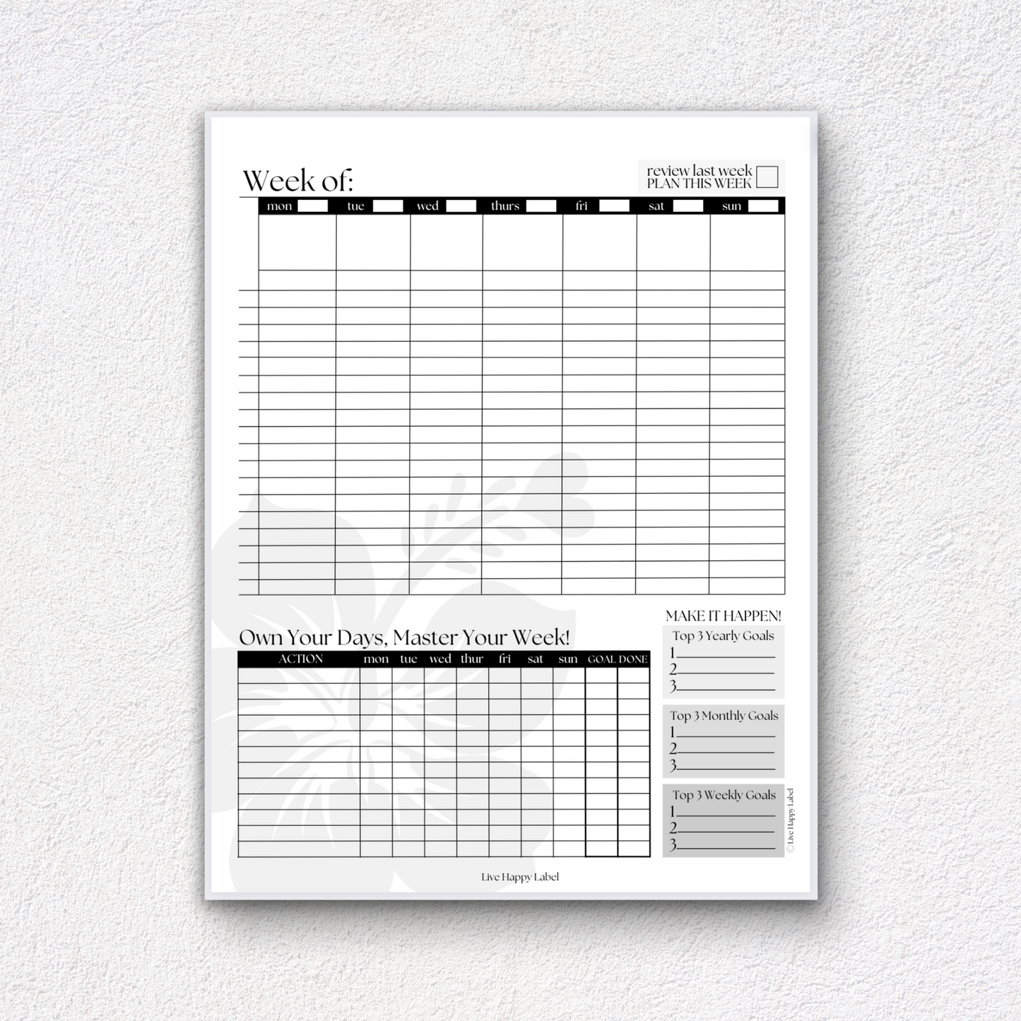 Weekly Planner Notepad | LHL Collection ~ 8.5" x 11"