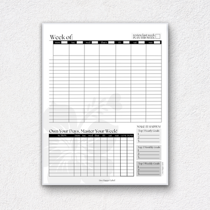 Weekly Planner Notepad | LHL Collection ~ 8.5" x 11"