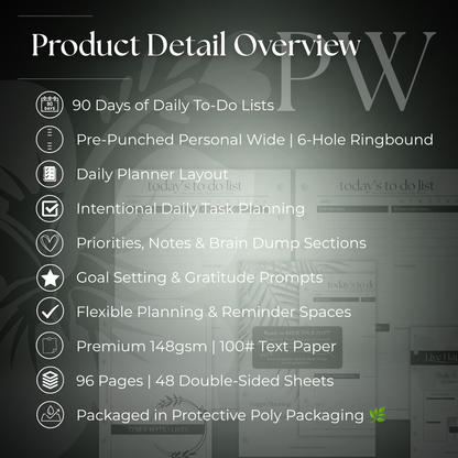Daily To Do List Inserts | Personal Wide 6-Hole Ringbound