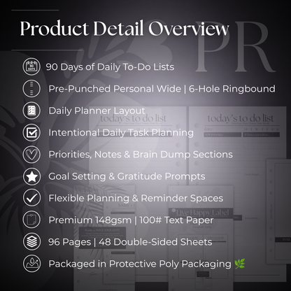 Daily To Do List Inserts | Personal 6-Hole Ringbound