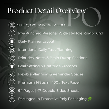 Daily To Do List Inserts | Pocket 6-Hole Ringbound