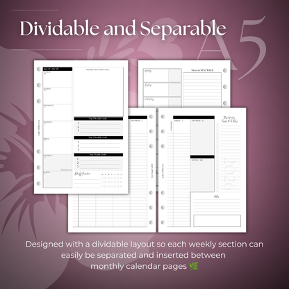 2026-2027 "BOX" Layout Weekly Planner WO4P | A5 6-Hole Ringbound