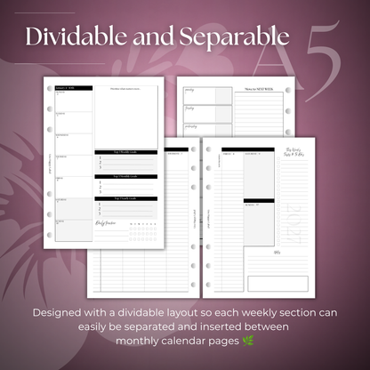 2027 "BOX" Layout Weekly Planner WO4P | A5 6-Hole Ringbound