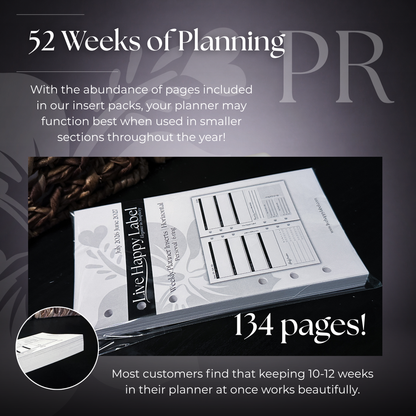 2026-2027 "Horizontal" Layout Weekly Planner WO2P | Personal 6-Hole Ringbound