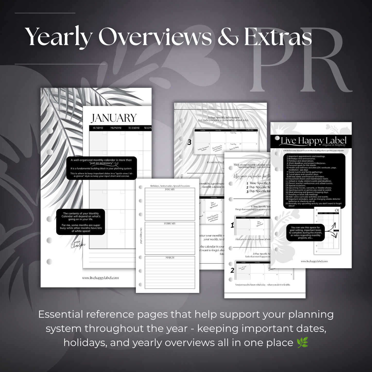 Undated Monthly Calendar  MO2P | Personal 6-Hole Ringbound