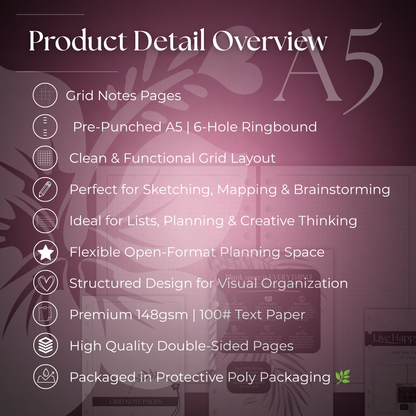 Grid Note Pages | A5 6-Hole Ringbound