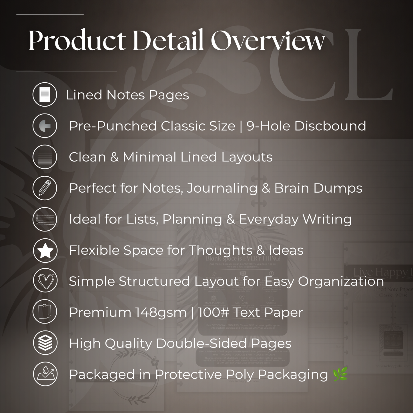 Lined Note Pages | Classic 9-Hole Discbound