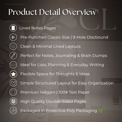 Lined Note Pages | Classic 9-Hole Discbound