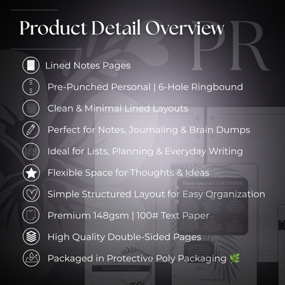 Lined Note Pages | Personal 6-Hole Ringbound