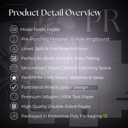 Mixed Note Pages | Personal 6-Hole Ringbound