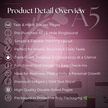 Task & Habit Trackers | A5 6-Hole Ringbound