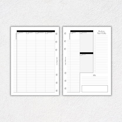 Undated Weekly Planner Inserts ~ Box Format + Time Blocking *DIVIDABLE * | A5, 6-ring Punch
