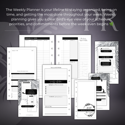 2027 "BOX" Layout Weekly Planner WO4P | Personal 6-Hole Ringbound