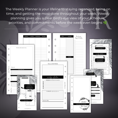 Undated "BOX" Layout Weekly Planner WO4P | Personal 6-Hole Ringbound