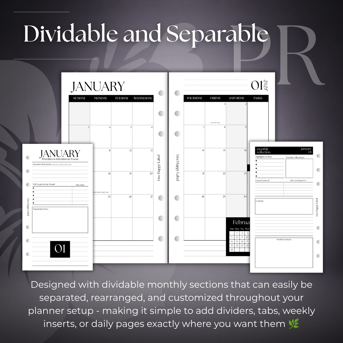 2027 Monthly Calendar  MO2P | Personal 6-Hole Ringbound