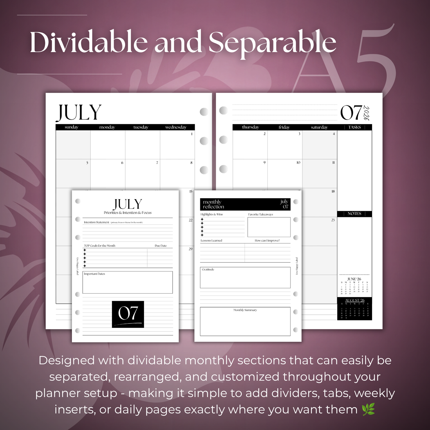 2026-2027 Monthly Calendar  MO2P | A5 6-Hole Ringbound