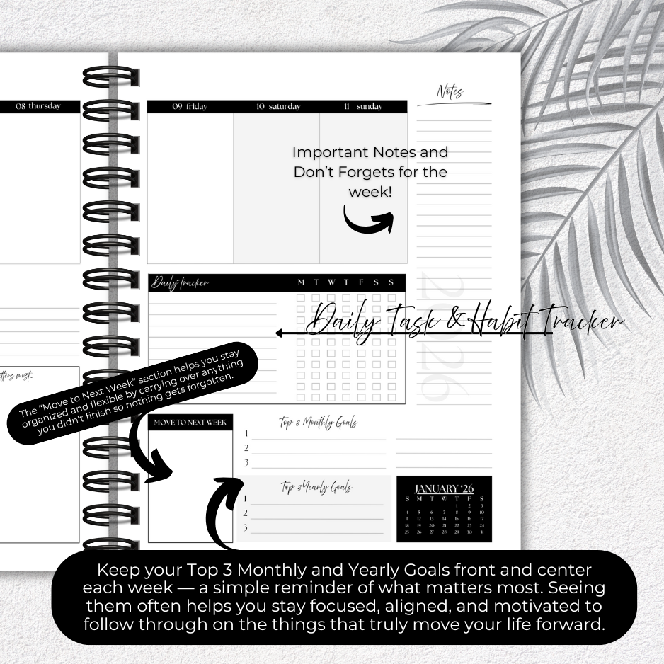 2026 Foundations Planner ~ Tropical Palm | 7" x 9" Double Wire-O
