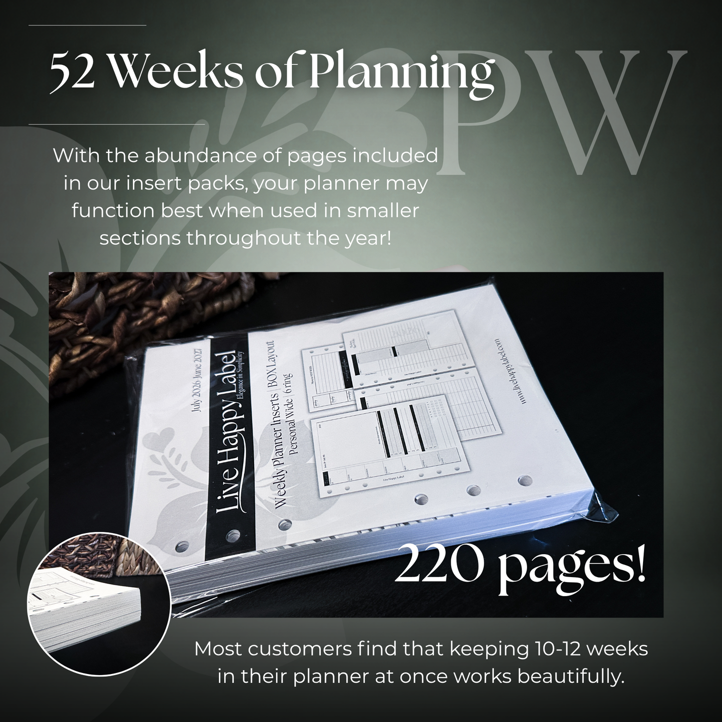 2026-2027 "BOX" Layout Weekly Planner WO4P | Personal Wide 6-Hole Ringbound