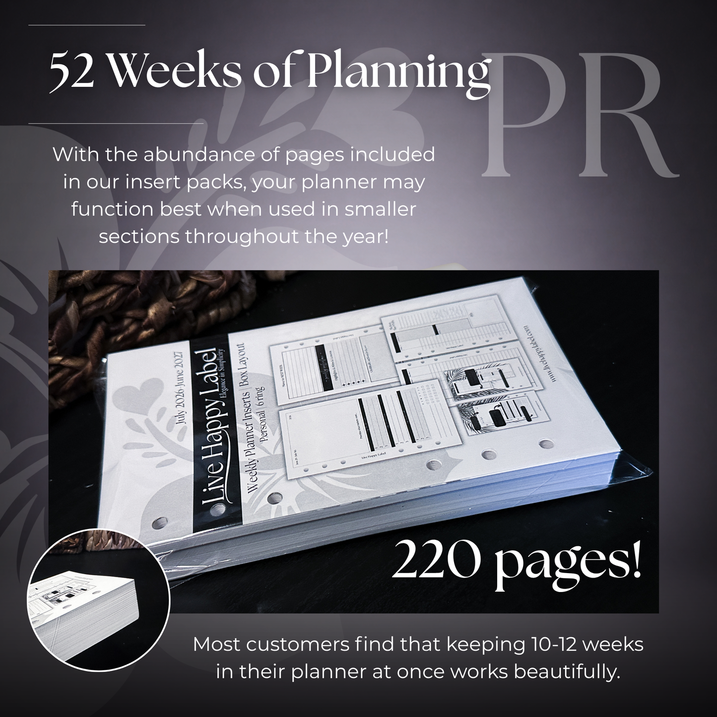 2026-2027 "BOX" Layout Weekly Planner WO4P | Personal 6-Hole Ringbound