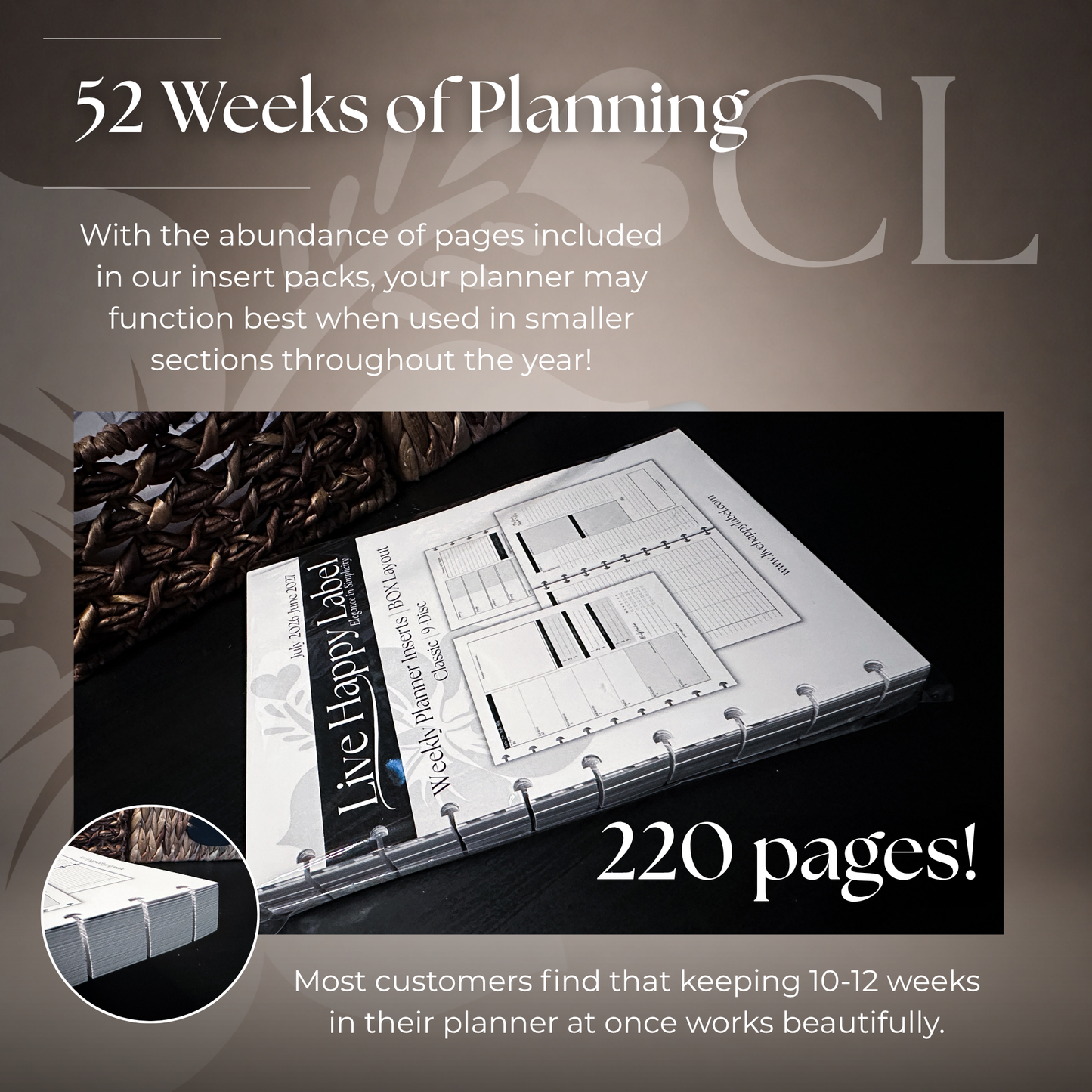 2026-2027 "BOX" Layout Weekly Planner WO4P | Classic 9-Hole Discbound