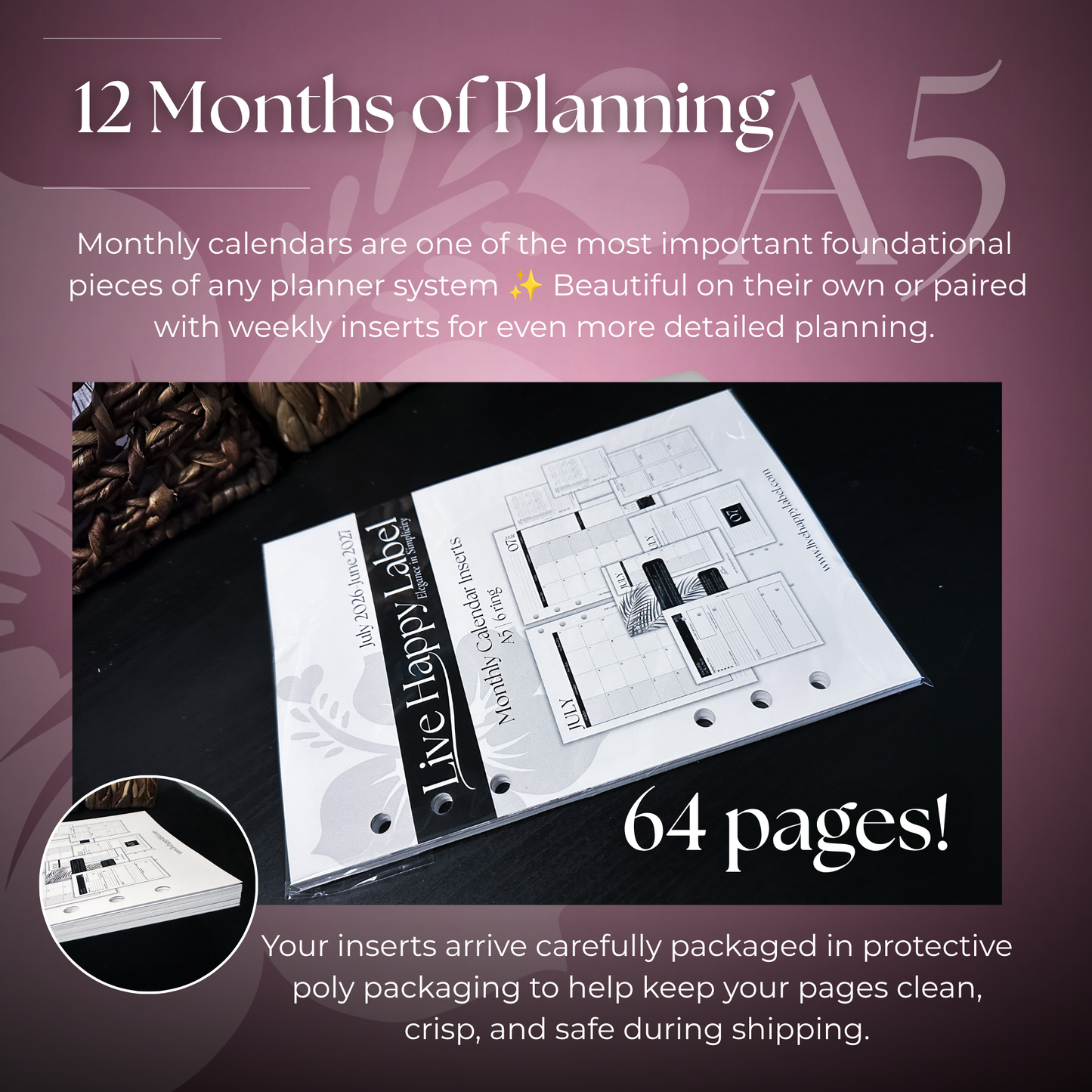2026-2027 Monthly Calendar  MO2P | A5 6-Hole Ringbound
