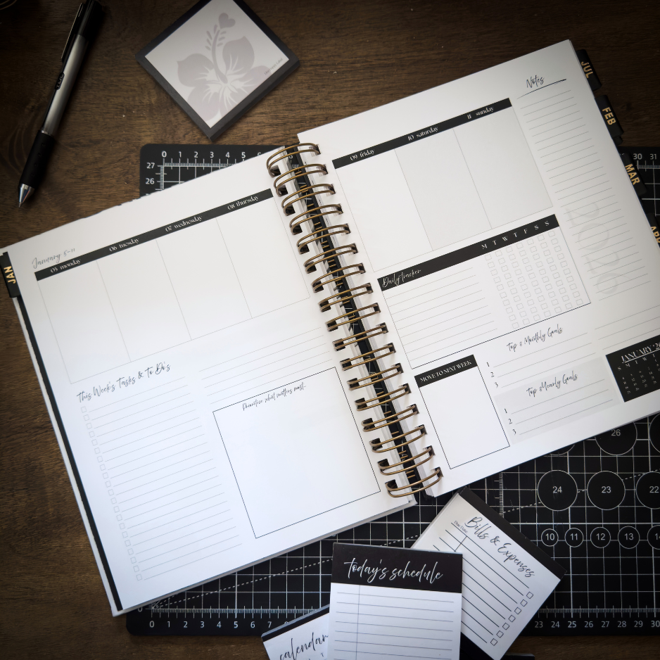 2026 Foundations Planner ~ Midnight Blooms | 7" x 9" Double Wire-O