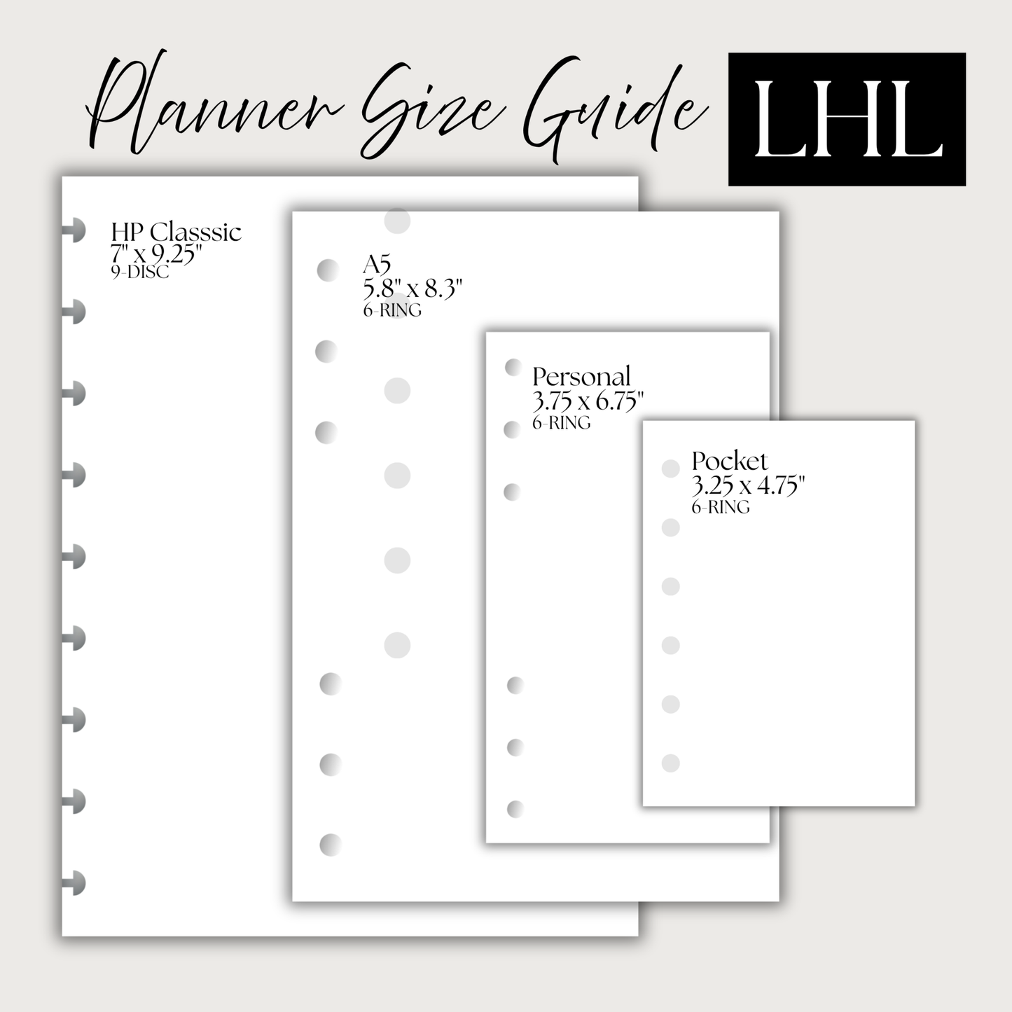 Undated Monthly Calendar  MO2P | Personal 6-Hole Ringbound