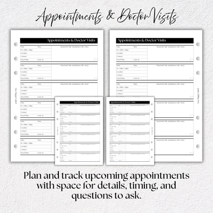 Medical Planner Inserts ***Bundle*** | Health & Caregiver System | A5, 6-ring Punch