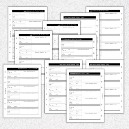 Appointments & Doctor Visits ~ Medical Planner Inserts | A5, 6-ring Punch