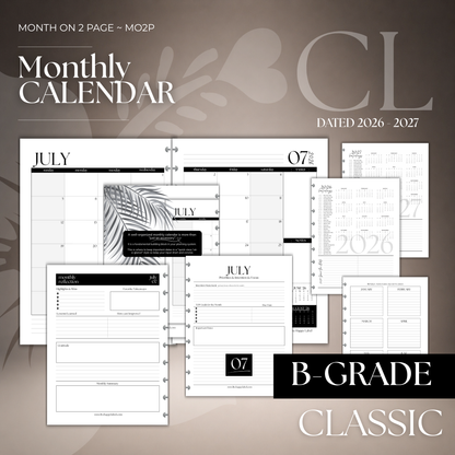 2026-2027 Monthly Calendar  MO2P | Classic 9-Hole Discbound (B-GRADE)