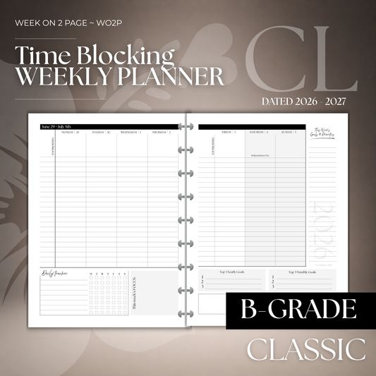 2026-2027 "Time Blocking" Layout Weekly Planner WO2P | Classic 9-Hole Discbound (B-GRADE)