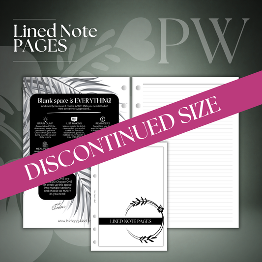 Lined Note Pages | Personal Wide 6-Hole Ringbound