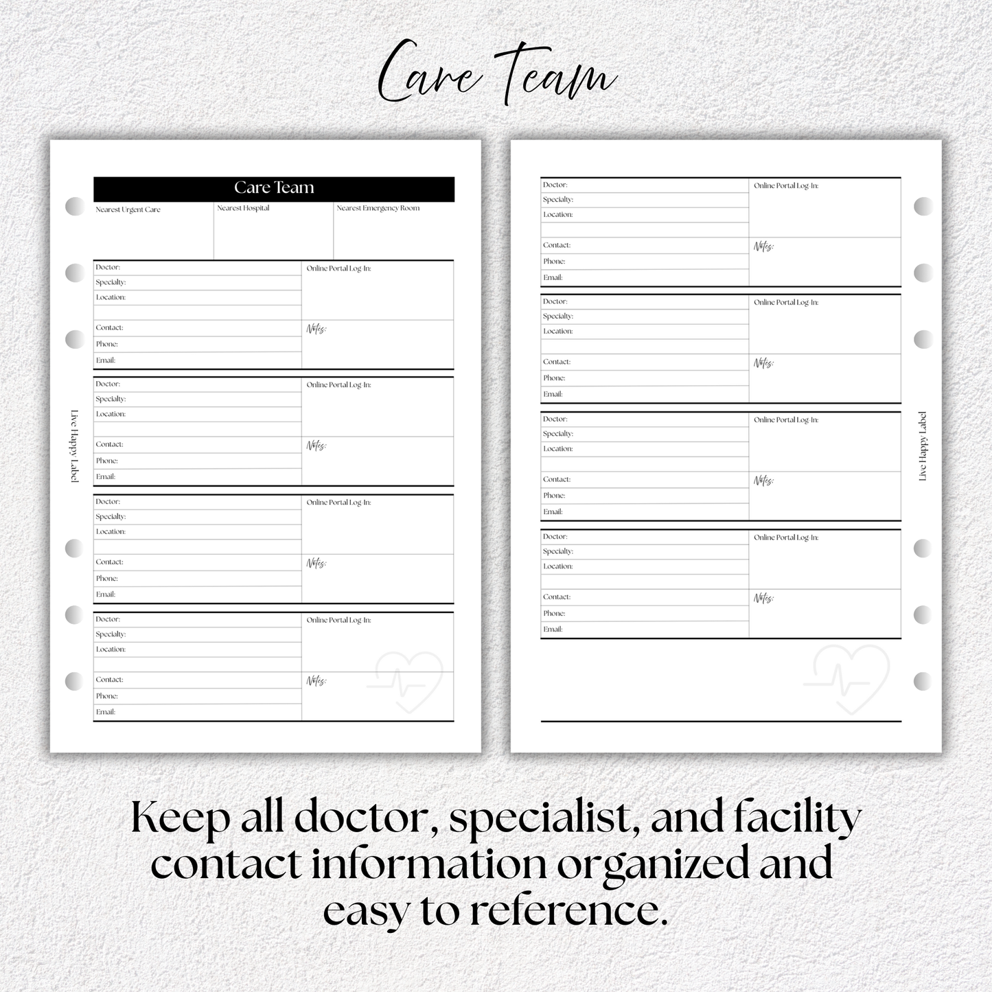 Medical Planner Inserts ***Bundle*** | Health & Caregiver System | A5, 6-ring Punch